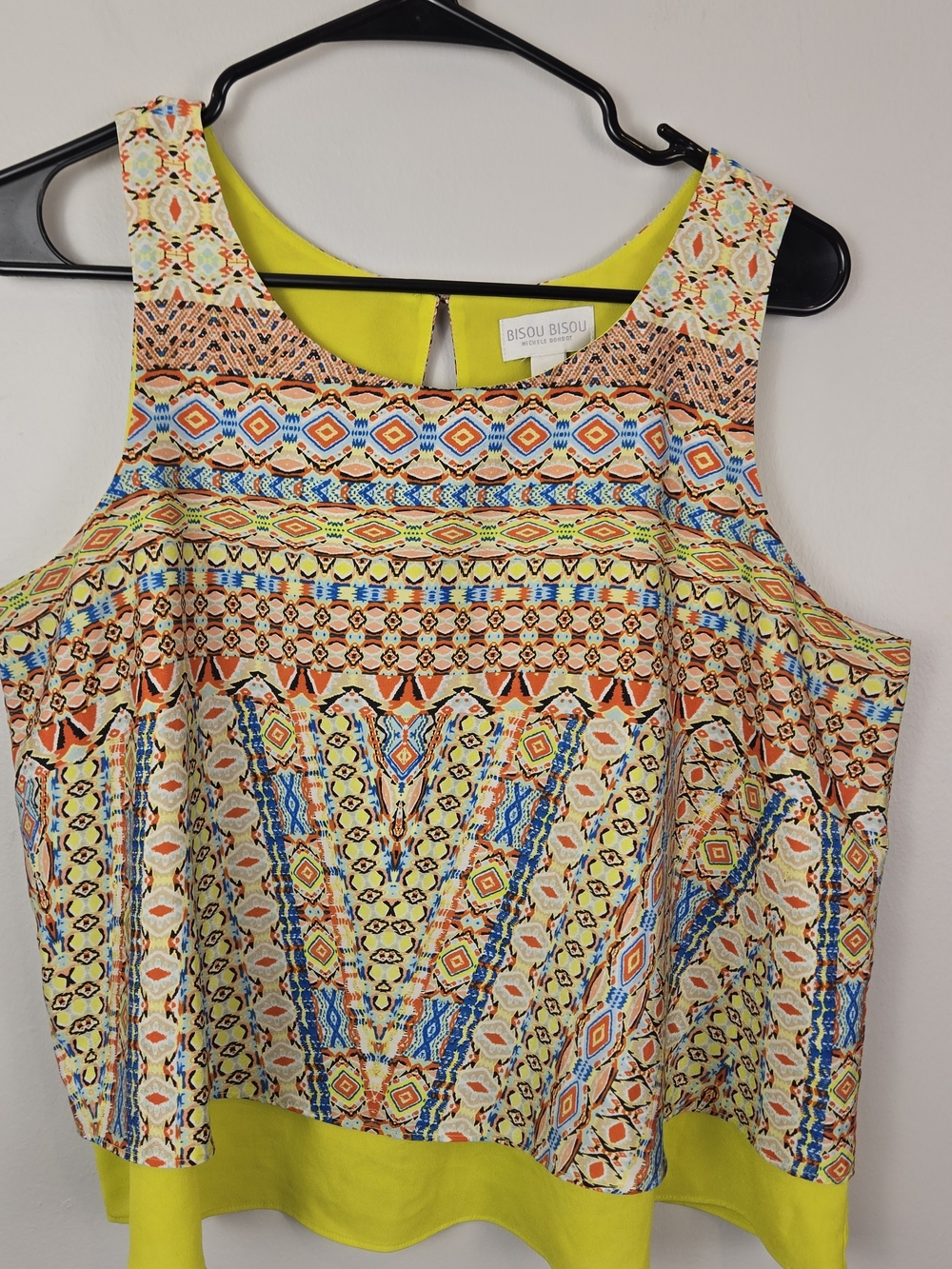 Bisou Bisou Yellow Multicolor Printed Sleeveless Top